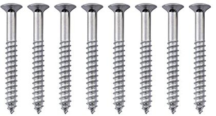 Musiclily 5x45mm Guitar Neck Plate Mounting Screws,Chrome(8 Pieces)
