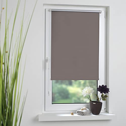 Liedeco® Rollo Klemmfix Thermobeschichtet - 45 x 150 cm Stone (B x H) / lichtundurchlässig verdunkelnd stufenlos verstellbar/kein Bohren; Klemmen/Klemmfix Rollo Sonnenschutz Sichtschutz