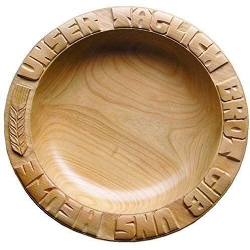 CleanPrince ca. 28-33 cm Brotteller Ahorn handgeschnitzt, UNSER TÄGLICH BROT GIB UNS HEUTE und BROTÄHRE, Holzteller Handarbeit