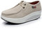rismart Mujer Plataforma Calzo Aptitud para Caminar Beige Ante Cuero Entrenadores Zapatos Beige 39 EU