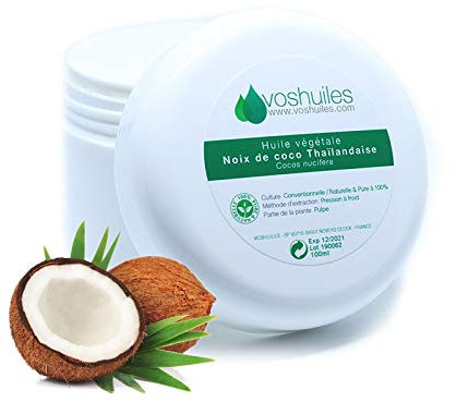 Voshuiles - Huile Alimentaire Noix de Coco 250ml - Huile Végétale Pure et Naturelle pour Cuisine - Soin Cheveux et Peau, Hydratation, Massage - Vegan - 100% Naturel
