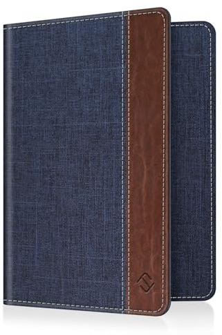 FINTIE Reisepass Impfpass Schutzhülle - Premium Kunstleder Reisepasshülle Travel Organizer mit RFID-Blockier für Kreditkarten, Ausweis, Reisedokumente Damen Herren, Denim Indigoblau