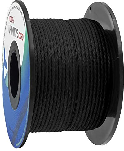emma kites UHMWPE Mikroschnur, 1 mm, schwarz, 1 mm, strapazierfähige Reparaturschnur für robuste Segeltuchplanen, Taschen, Notfallleine für Rucksackreisen, Survival, 30 m, 158,8 kg