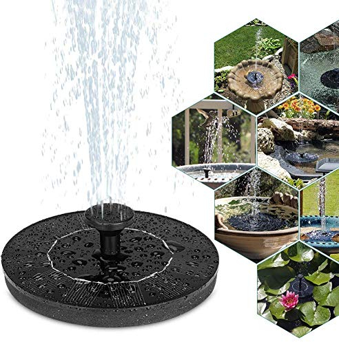 Zerodis Solar Springbrunnen Pumpe - Solarbrunnen für Gartenteich Aquarium Fontäne Vogeltränke - 1.4W 180L/H - Schwarz