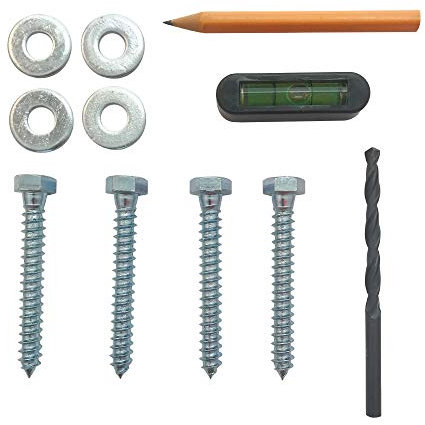 TV Mount Lag Bolts/Screws with washers, Drill bit, Level, Pencil