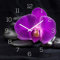 levandeo Wanduhr Glas 30x30cm Glasuhr Uhr Glasbild Rosa Orchidee Schwarz Deko Wellness Feng Shui Blüte Steine