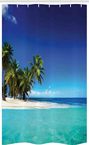 ABAKUHAUS Océan Rideau de Douche Stalle, Mer Nature Tropic, Ensemble de Salle de Bain en Tissu en Crochets, 120 x 180 cm, Royal Blue Turquoise