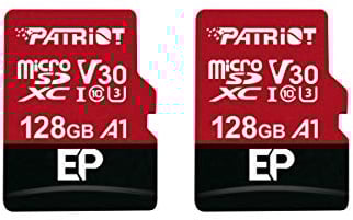 Patriot Memory 128GB A1 / V30 Carte mémoire pour téléphones et tablettes Android, Enregistrement vidéo 4K - Pack de 2