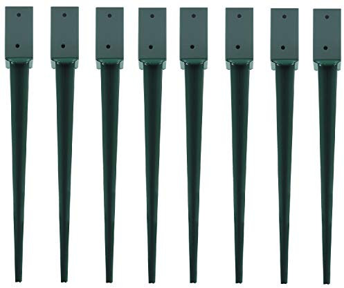 Woodside Steel Fence Post Holders, 75mm/3” Square, Wooden Fencing Ground Stakes (pack of 8)