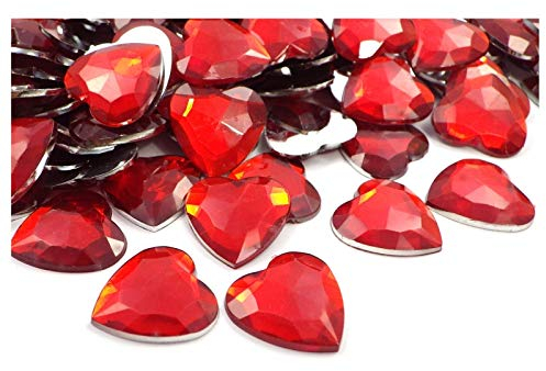 Sepkina wunderschöne Dekosteine Dekosteinchen Ziersteine Tischdeko Herzen Herz (Rot Silber)