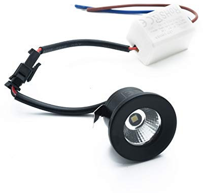 Faretto led da incasso piccolo, Faretto nero, foro 25/30mm led 1w Punto luce led spot 30° luce segnapassi scale cielo stellato armadio corridio vetrina mensola mini spot LUCE NATURALE 4000K