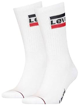 Levi's Unisex Crew Socks, White, 35/38