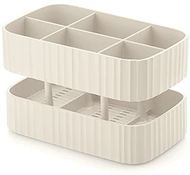 Guzzini - Eco-Kitchen Drain&Safe, Égouttoir à Couverts - Blanc Lait, 17x10xh11 cm - 178200156