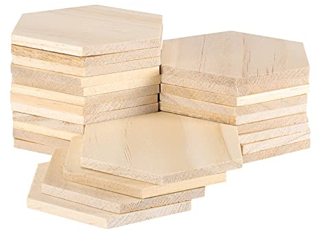 25pièces Hexagon Cutouts Bois Non Fournitures Artisanales Diy Pour Décorations Et Embellissements