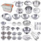 Cooking Utensils Set 25 Pieces Stainless Steel Kitchen Toys Pretend Play Pots Pans Toy Cookware Kits Age 10+ for Kids Come with a Handy Storage Box Role Play Educational Toys for Toddlers Small Size