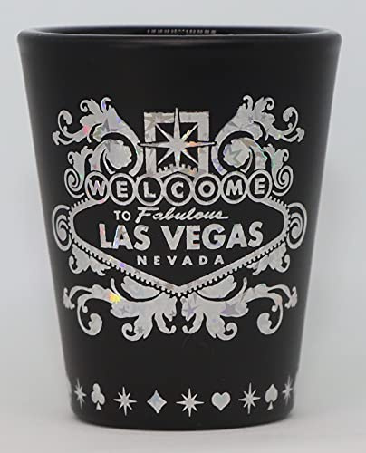 Las Vegas Nevada Schild Silberfolie Schwarz Schnapsglas
