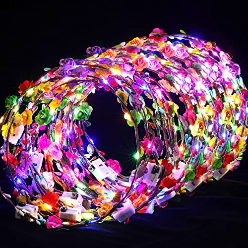 Syhood LED-Blumenkronen-Stirnbänder, leuchtende Blumenkronen für Frauen, leuchtet im Dunkeln, Stirnband für Hochzeit, Empfang, Geburtstag, Weihnachten, Karneval, Cosplay, Prinzessinnen-Partyzubehör