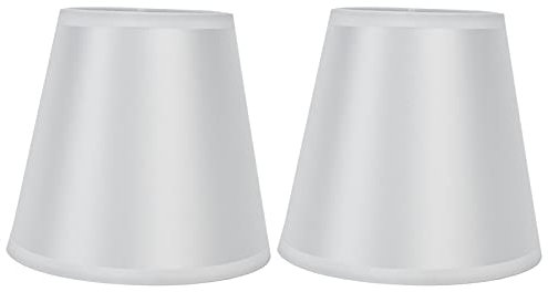 Kleiner Lampenschirm, 2 STÜCKE Lampenschirm aus Fassgewebe, leichte Lampenschirmabdeckung, exquisiter moderner Stil, Trommel-Lampenschirm, Clip-on-Modell für Tischlampe und Stehleuchte(Silber)
