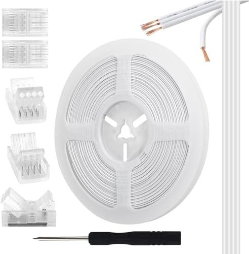 VIPMOON 10M/32.8ft 4 Pin LED RGB Extension Cable and 5Pcs 4Pin 10mm LED Strip Light Connectors for Waterproof or Non-Waterproof 5050 3528 LED RGB Strip Light