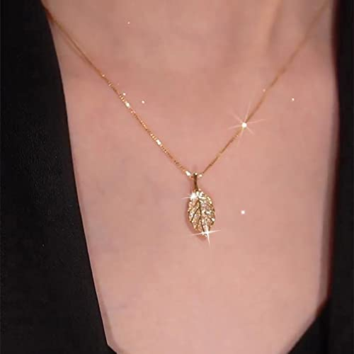 TseenYi Kristall Blatt Anhänger Halskette Gold Cz Blatt Kette Halskette Vintage Kristall Blätter Choker Halskette Kleines Blatt Halskette Kettenschmuck Für Frauen Und Mädchen Geschenke