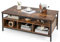 CASART Coffee Table, Industrial Sofa Side Table with Open Shelf & 3 Storage Cubbies, Wooden Rectangle Center Table for Living Room Bedroom Office (without Bottom Crossbeam, 110 x 60 x 45 cm)