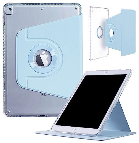 Funda para iPad 9, 8, 7ª generación (10,2 pulgadas), iPad Pro 2, iPad Air 3 (10,5 pulgadas), funda DMaos magnética extraíble, soporte plegable, rotación de 360°, color azul