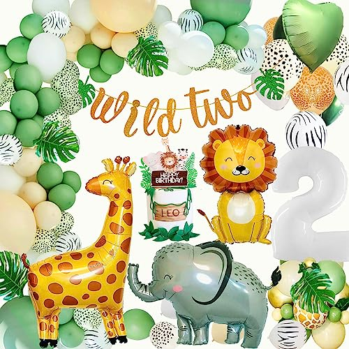 2. Geburtstag Junge Mädchen, Geburtstagsdeko 2 Jahre Junge, Deko 2 Geburtstag, Luftballon 2. Geburtstag, Kindergeburtstag 2 Jahre Dschungel Deko , Safari Geburtstagsdeko, Waldtiere Geburtstag Deko