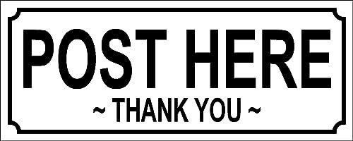 Aluminium SIGN/NOTICE ~ POST HERE THANK YOU ~ Size 20cm x 8cm ~ printed metal plaque to show where post mail letters should be left ~ letterbox box