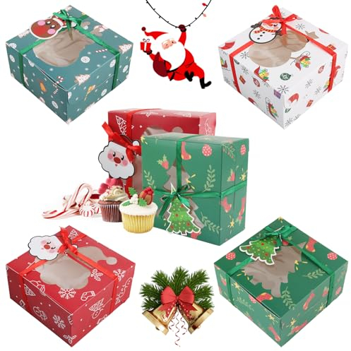 Caja para Galletas de Navidad, FainFun 12 Cajas Galletas Navidad, Caja para Regalar Magdalenas, Cajas de Cartón para Galletas Navidad, Como Detalles para Fiestas, Adornos Navideños