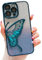 QoKcoahn Butterfly Phone Case for iPhone 14 Pro Max,Cute Butterfly Colorful Star Sequin Liquid Quicksand Phone Case Luxury Glitter Bling 6D Electroplated Soft TPU Protector Blue