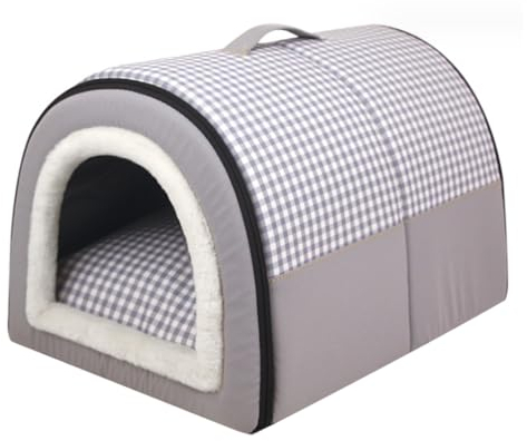 CUCUFA Hundehütte für den Innenbereich, 2-in-1, Faltbare Katzen-Iglu-Betten mit abnehmbarem Kissen, rutschfestes Hundebett, wasserdicht, warm, Katzenhöhle, waschbar, abgedecktes Hundebett