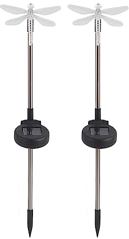 Qcwwy 2 Stück Gartenleuchte, Solar-LED-Farbwechsel, Libelle, Bodeneinbauleuchte, Garten-Rasen-Bodenleuchte, Solarleuchte, Rasenleuchte, Gartendekoration, Qcwwyigcfkb2e6x, Qcwwyigcfkb2e6x