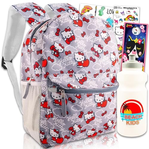Hello Kitty Ensemble sac à dos de voyage pour enfants – Ensemble avec grand sac à dos Hello Kitty et tatouages Hello Kitty et bouteille d'eau | Sac à dos Hello Kitty pour filles, Hello Kitty Sac à dos
