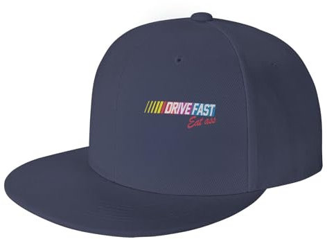 KWQDOZF Drive Fast Eat Ass Baseballkappe, Flache Kappe für Erwachsene, Militärkappe mit festem Rand