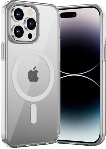 WXX iPhone 14 Pro Case Magnetic Case, Compatible with MagSafe, Transparent Soft TPU Electroplated Protective Shockproof Case Slim Cover for iPhone 14 Pro 6.1” - Silver
