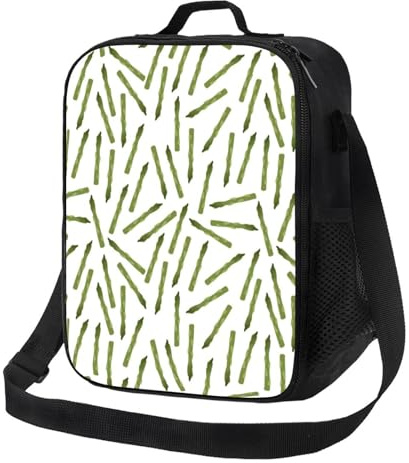 Insulated Lunch Bags for Women Men Work - green Asparagus Pattern Small Lunch Box for Women Men, Soft Cooler Bag Insulated, Adult Lunch Tote Bag with Adjustable Shoulder Strap