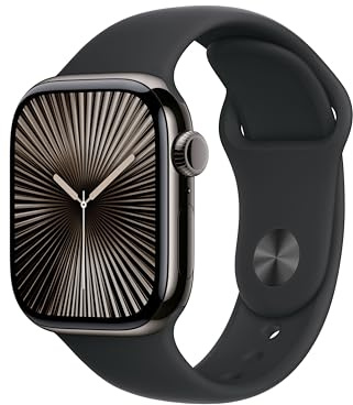 Apple Watch Series 10 GPS + Cellular 42mm Boîtier en Titane Ardoise avec Bracelet Sport Noir M L