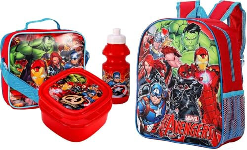 Quickdraw Avengers Backpack & 3pc Lunch Bag Set Kids Superhero Back to School Bag Sandwich Box Set