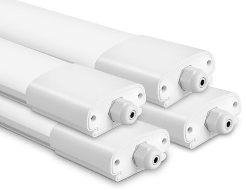IEGLED 4er Pack LED Feuchtraumleuchte 150CM, 45W 5000LM Feuchtraumleuchte, 4000K Neutralweiß Deckenlampe LED mit Wasserfest IP65, Feuchtraumlampe als Küchenlampe, Kellerlampe