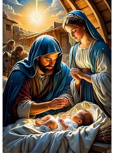 DPHERO DIY Neues Leben Diamant Painting Bilder für Erwachsene Anfänger,5D Jesus Diamond Painting Set,DIY Licht des Lebens Runde Steine Diamant Kunst Kits, Diamant Painting für Zuhause Dekor 30x40cm