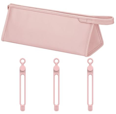 GisWell 1 Stück Aufbewahrungstasche für Haartrockner,Reisetasche für Dyson Airwrap,mit 3 Datenkabel-Organizer,Tragbare Aufbewahrungstasche,für Reisen und Zuhause,wasserdichte(Pink)