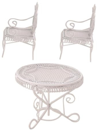 JOINPAYA Miniature Table and Chair Set Wrought Iron Dolls House Furniture Sets Creative Miniature Home Decor