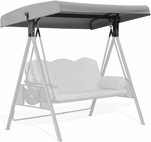 LASDERTV Replacement Canopy for Swing Seat 2 3 Seater Hammock Cover Top Garden Outdoor, Patio Swing Canopy Cover Waterproof Swing Top Cover,Coffee,191x120x18/20cm