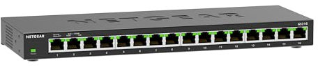 NETGEAR (GS316) Switch Non manageable Gigabit Ethernet 16 Ports RJ45 - Positionnement sur Un Bureau ou au Mur, Fonctionnement Silencieux