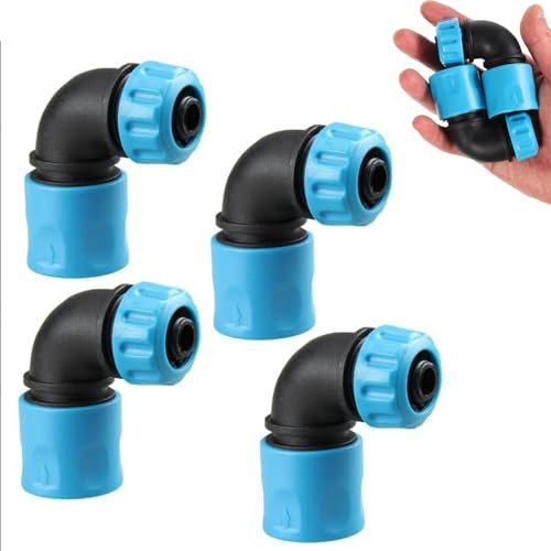 4 Stück Set Gartenschlauch Schnellkupplung Winkeladapter 1/2 Zoll (12-13mm),Effiziente 90-Grad-Winkelanschlüsse Für Verschiedene Anwendungen, Verbessern Sie Ihr Bewässerungssystem