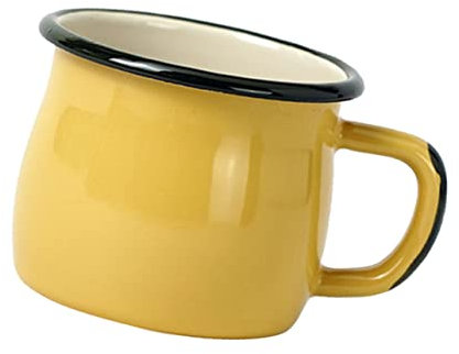HOLIDYOYO Delicate Enamel Coffee Mug Retro Belly Cup for Tea and Hot Drinks and Easy to Clean for Home and Outdoor Use Stylish Design