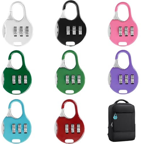 SOGHO 8 Stück Zahlenschloss Vorhängeschloss Klein, Mini-Vorhängeschloss, 3 Stellig, Zurücksetzbar, Kofferschloss Zahlenschloss, Mini Schloss Für Fitnessraum S