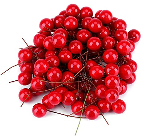 YULEESIYIP Ornamenti per la casa di bacche di agrifoglio rosso artificiale natalizio appeso 100 pezzi