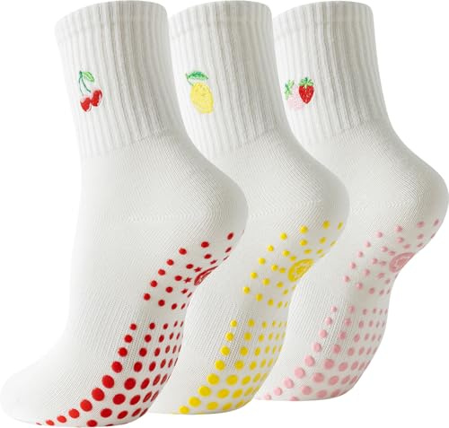 BONANGEL Pilates Socken Damen 36-40 Baumwolle Yoga Stoppersocken 4 Paar | Rutschfeste Socken Damen mit Noppen Antirutsch Socken für Schwanger Rutschsocken für Yoga