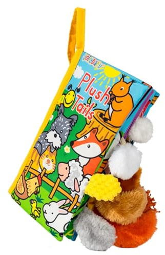 HECCEI Baby Book Crinkle Cloth Book for Sensory Development,0-12 Months | Touch and Feel Soft Books, Interactive Plush Tails Ideal Sensory Toys for 0 3 6 12 Months Infants Newborn Gifts